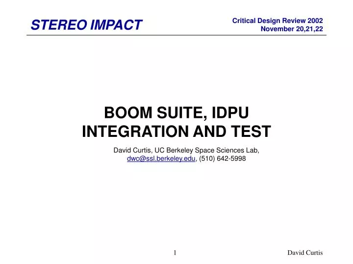 boom suite idpu integration and test