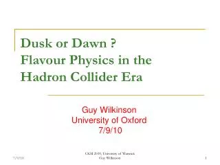 Dusk or Dawn ? Flavour Physics in the Hadron Collider Era