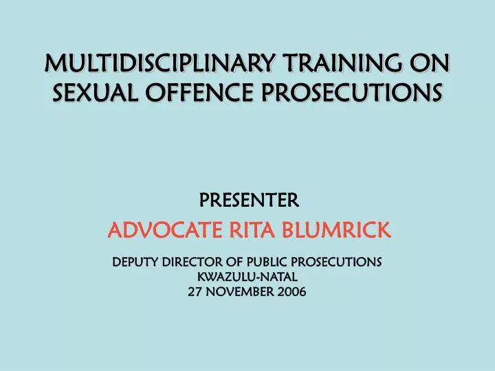 multidisciplinary training on sexual offence prosecutions