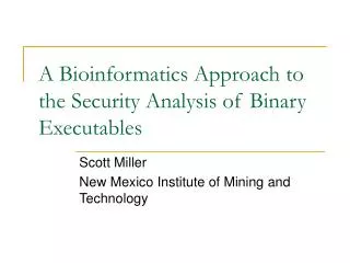 A Bioinformatics Approach to the Security Analysis of Binary Executables