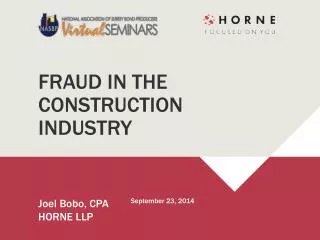 FRAUD IN THE CONSTRUCTION INDUSTRY