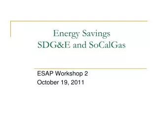 Energy Savings SDG&amp;E and SoCalGas