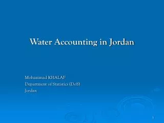Water Accounting in Jordan