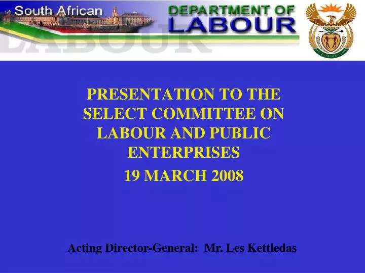 presentation to the select committee on labour and public enterprises 19 march 2008