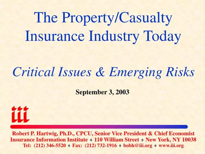 the property casualty insurance industry today critical issues emerging risks