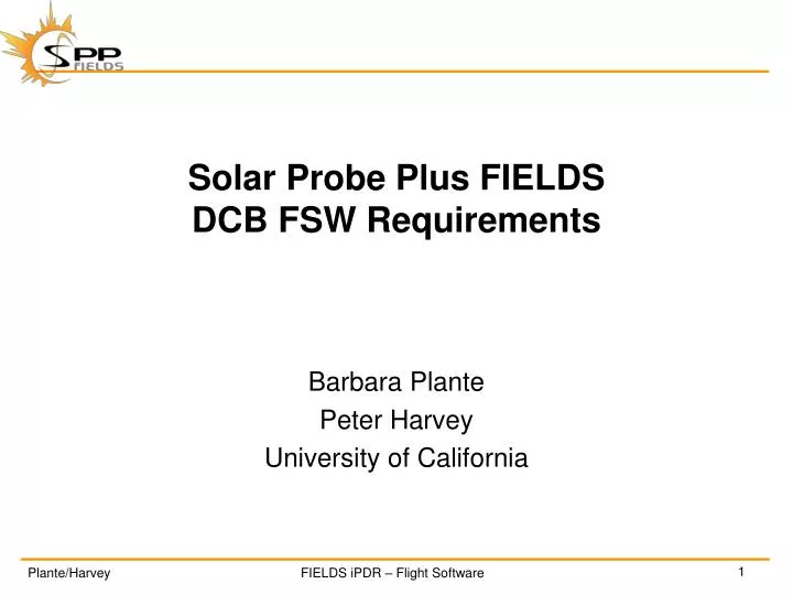 solar probe plus fields dcb fsw requirements