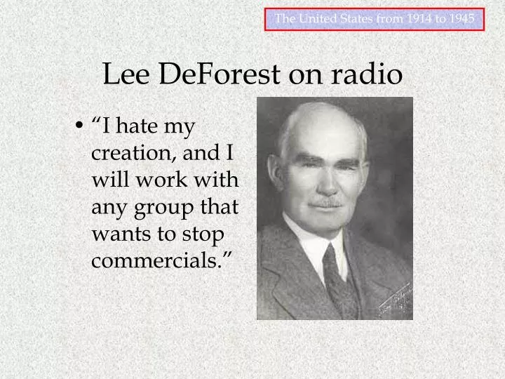 lee deforest on radio