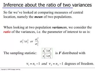 Inference about the ratio of two variances