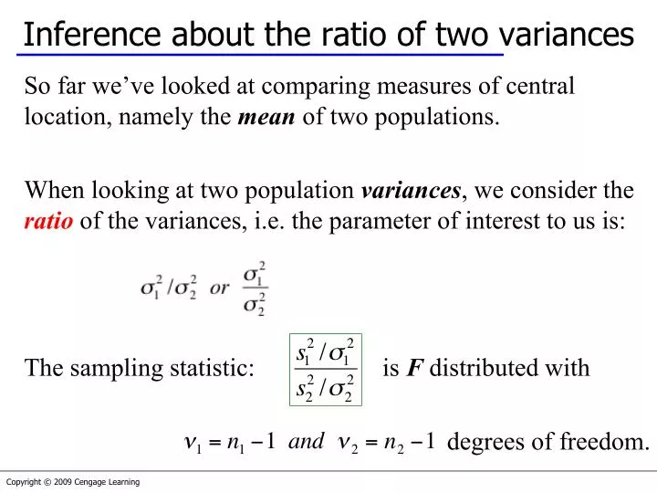 inference about the ratio of two variances