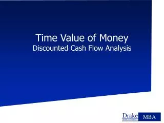 Time Value of Money Discounted Cash Flow Analysis