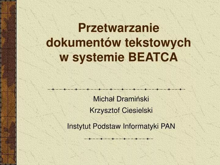 przetwarzanie dokument w tekstowych w systemie beatca