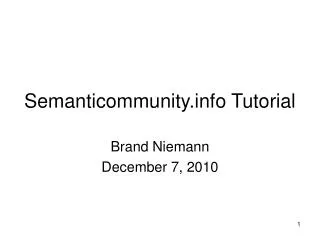 Semanticommunity Tutorial