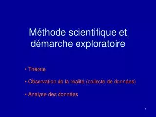 m thode scientifique et d marche exploratoire