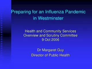 Preparing for an Influenza Pandemic in Westminster