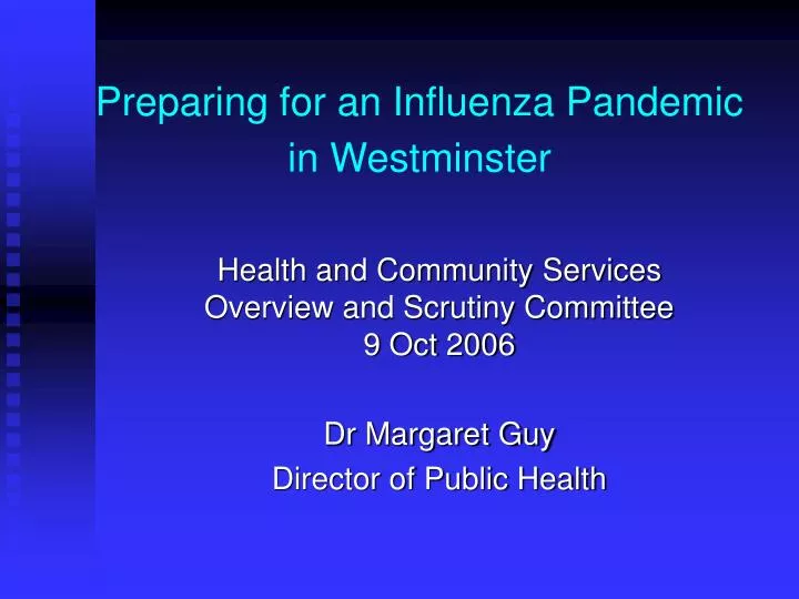 preparing for an influenza pandemic in westminster