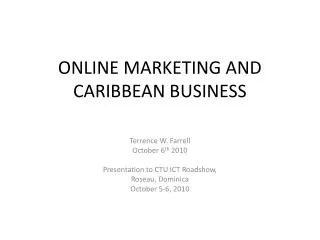 ONLINE MARKETING AND CARIBBEAN BUSINESS