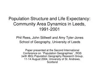 Population Structure and Life Expectancy: Community Area Dynamics in Leeds, 1991-2001