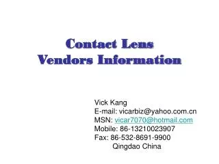 Contact Lens Vendors Information