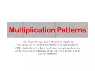 Multiplication Patterns