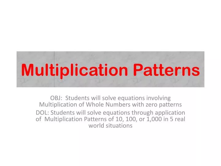 multiplication patterns