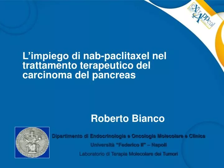 l impiego di nab paclitaxel nel trattamento terapeutico del carcinoma del pancreas