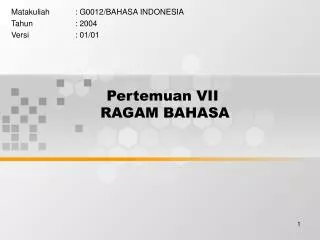 pertemuan vii ragam bahasa