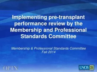 Membership &amp; Professional Standards Committee Fall 2014