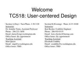 Welcome TC518: User-centered Design