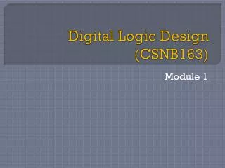 Digital Logic Design (CSNB163)