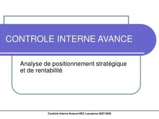 CONTROLE INTERNE AVANCE