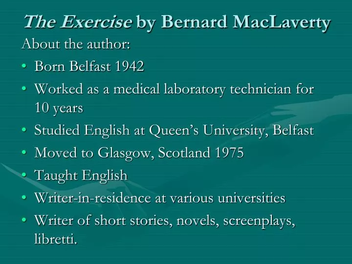 the exercise by bernard maclaverty