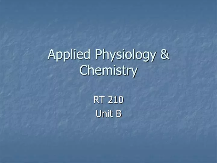 applied physiology chemistry
