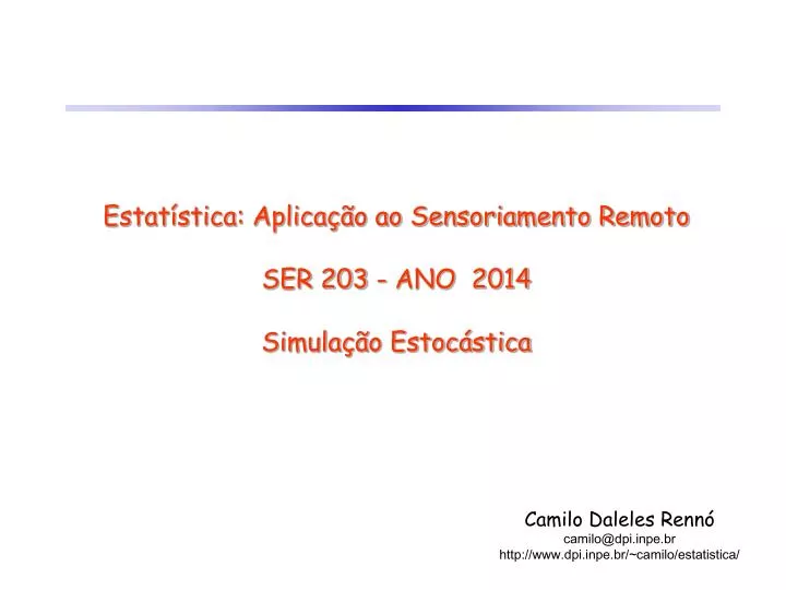 estat stica aplica o ao sensoriamento remoto ser 203 ano 2014 simula o estoc stica