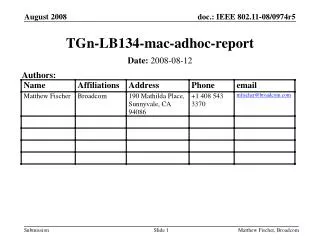 tgn lb134 mac adhoc report