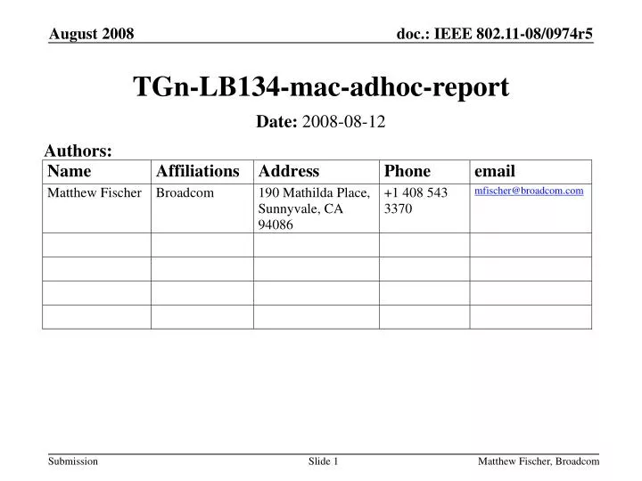 tgn lb134 mac adhoc report