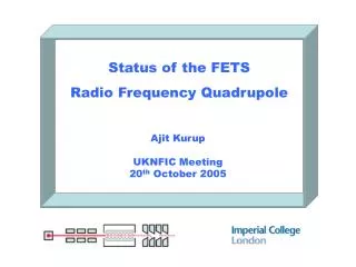 Status of the FETS Radio Frequency Quadrupole