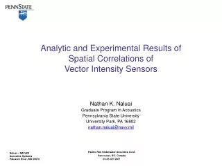 Analytic and Experimental Results of Spatial Correlations of Vector Intensity Sensors