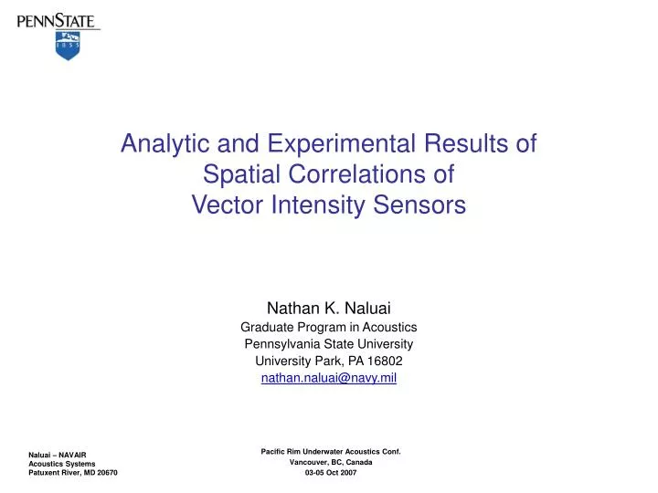 analytic and experimental results of spatial correlations of vector intensity sensors