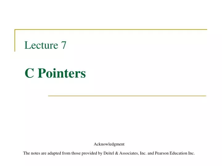 lecture 7 c pointers
