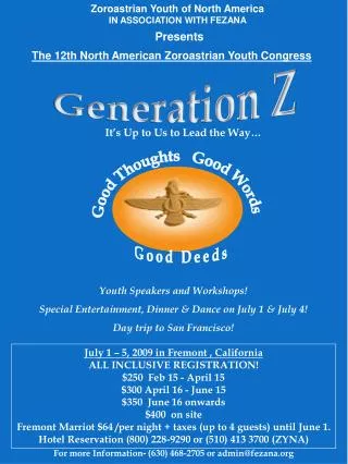 Zoroastrian Youth of North America IN ASSOCIATION WITH FEZANA