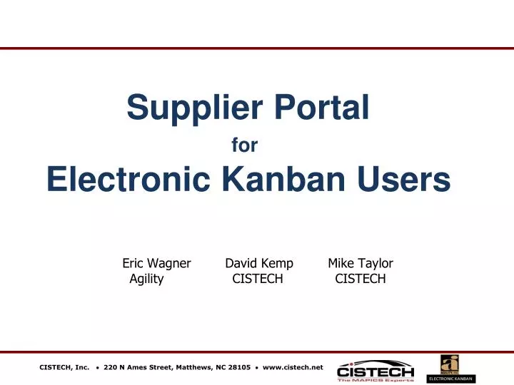 supplier portal for electronic kanban users