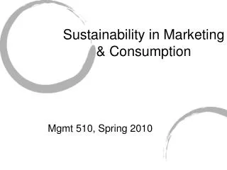 Sustainability in Marketing &amp; Consumption