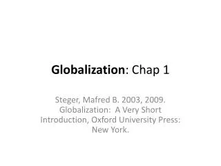 Globalization : Chap 1
