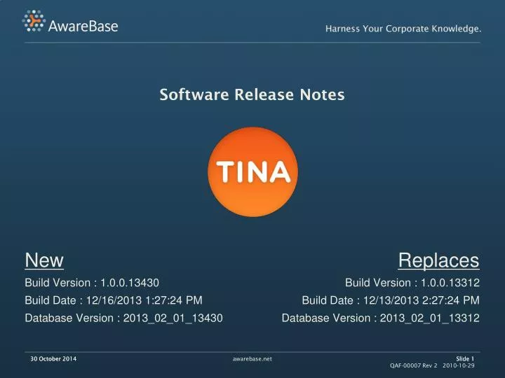 software release notes