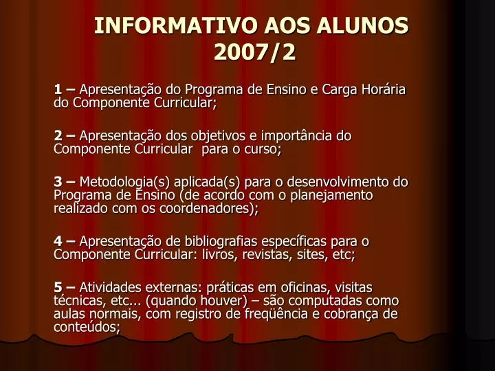 informativo aos alunos 2007 2