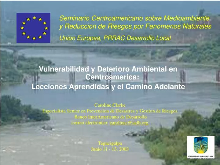 seminario centroamericano sobre medioambiente y reduccion de riesgos por fenomenos naturales