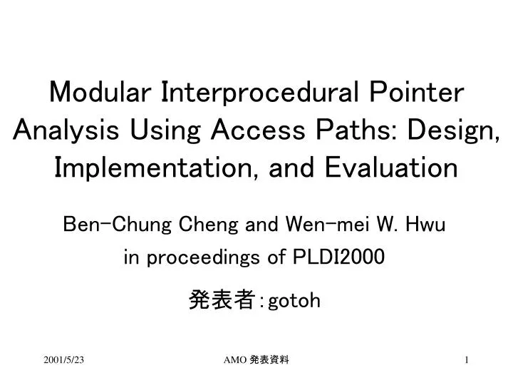 modular interprocedural pointer analysis using access paths design implementation and evaluation