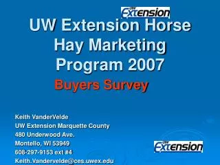 UW Extension Horse Hay Marketing Program 2007