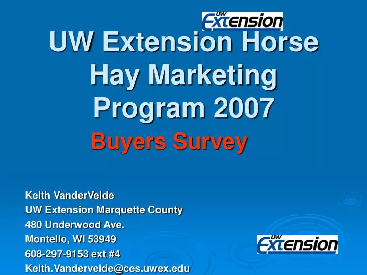 uw extension horse hay marketing program 2007