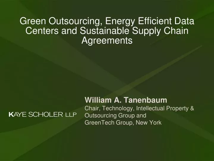 green outsourcing energy efficient data centers and sustainable supply chain agreements